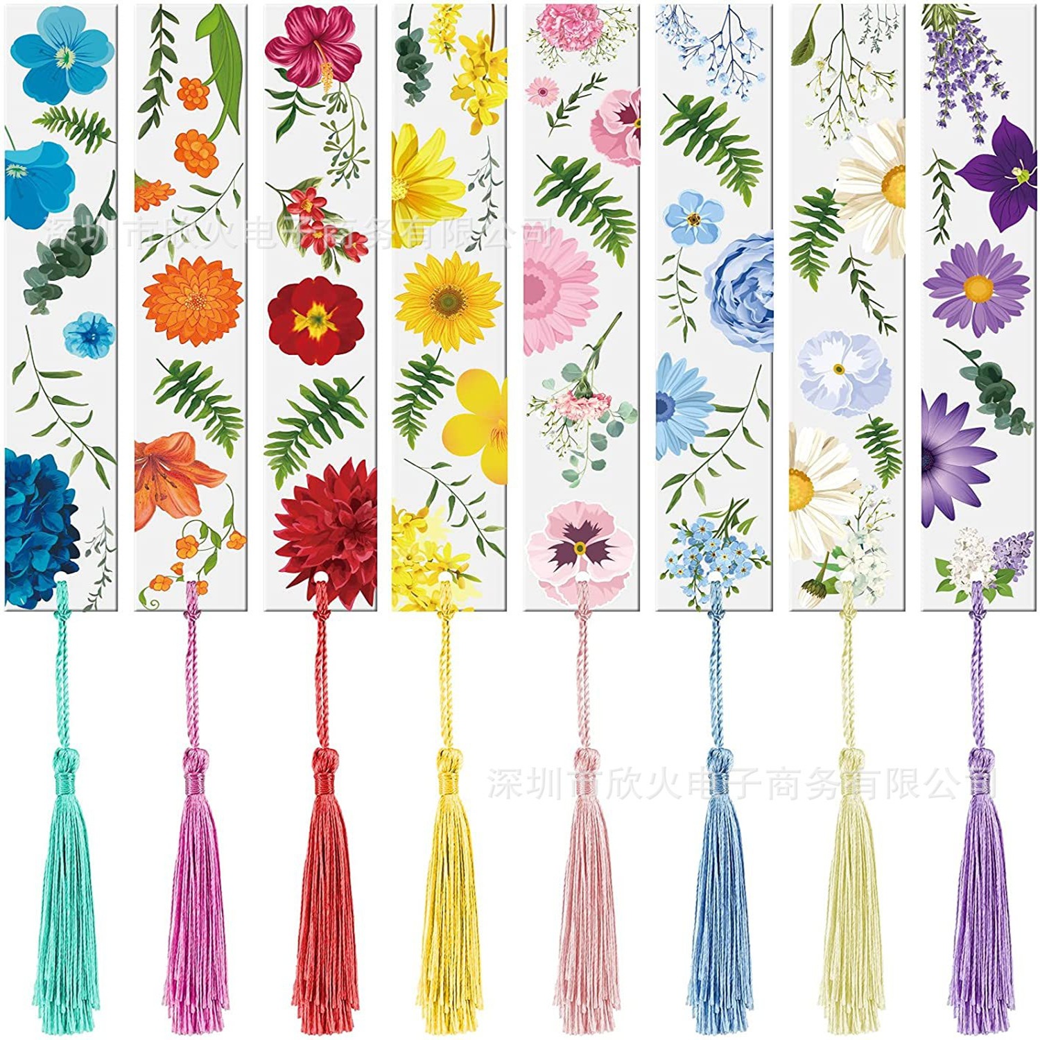 8PCs transparent acrylic bookmark flower acrylic bookmark cute Flower Bookmark color bookmark tassel gift