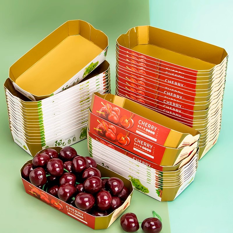 Disposable Fruit Box Thickened Universal Boat Paper Box Strawberry Grape Cherry Tray High-end Fruit Packaging Box