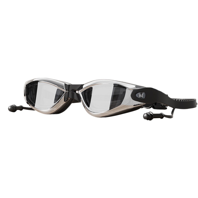 361 degree swimming goggles earplugs integrated swimming glasses widened field of vision myopia glasses colorful electroplated swimming glasses