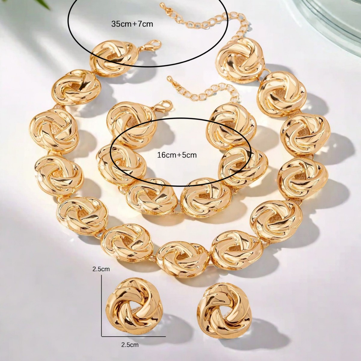 Picture of European and American Cross-border Source Retro Fashion Knot Geometric Necklace Bracelet Earrings Wrap Style Jewelry Niche Ladies