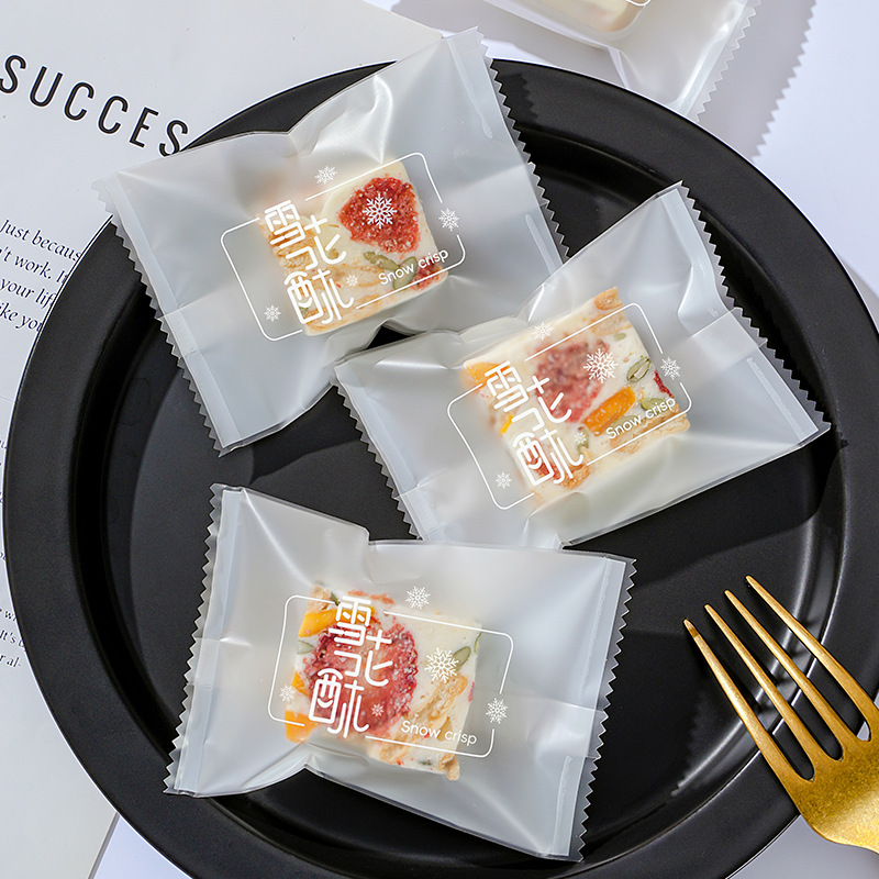 Picture of Snowflake Crisp Packaging Bag Machine-sealed Baking Biscuits Individual Small Bag Cookies Nougat Fruit Box Individual Self-sealing Bag