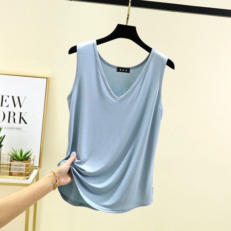 Picture of Summer New Modal Vest Women's Loose Large Size V Neck Sleeveless Bottoming Shirt Slim Slim Casual Top