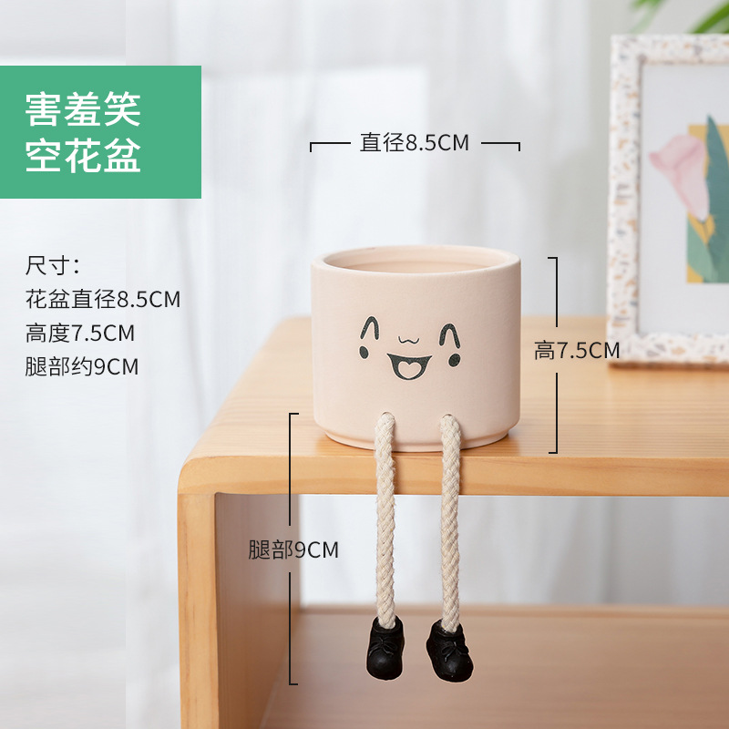 Picture of Creative Expression Hanging Feet Doll Ceramic Flower Pot Artificial Flower Potted Plant Green Plant Indoor Balcony Desktop Decoration Crafts