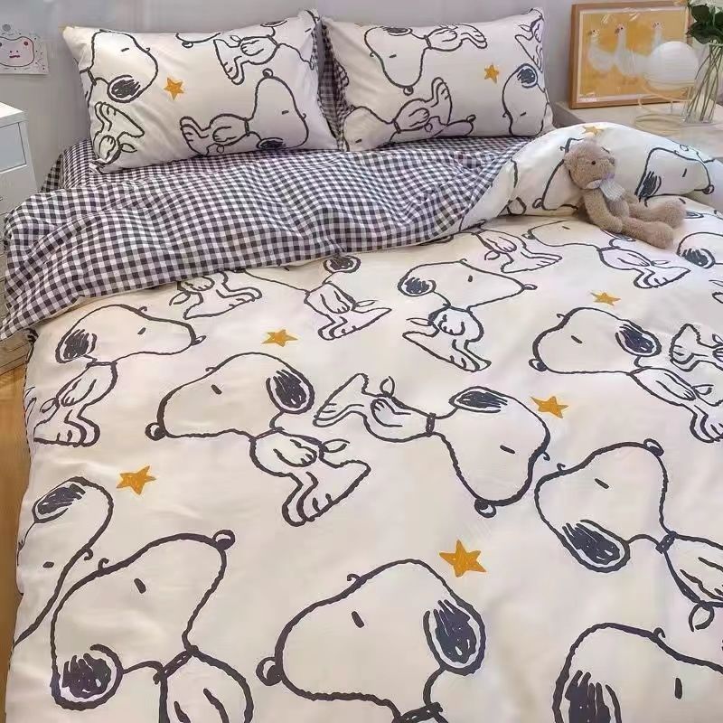Picture of Four Seasons Washed Cotton ins Quilt Cover Four-piece Set Student Dormitory Bed Sheet Double Three-piece Set Quilt Cover Bedding