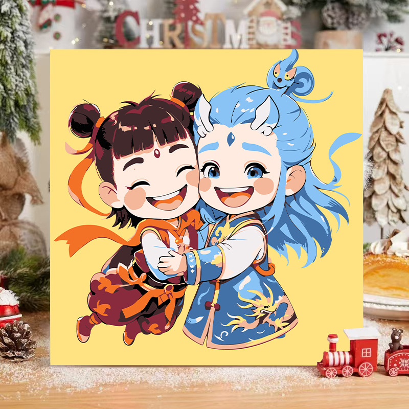 Picture of The child prodigy of Naohai diy digital oil painting manual coloring animation Ao C Naozha oil painting decorative painting