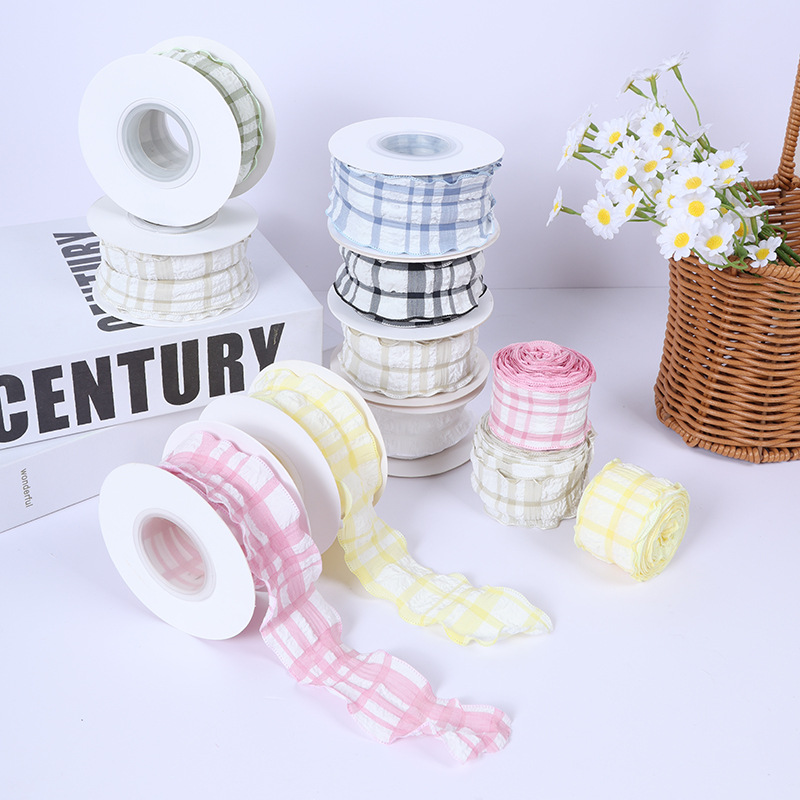 Christmas Gift Wrapping Ribbon Bouquet Handmade DIY Bow Flowers Plaid Ribbon Cake Tie Wholesale