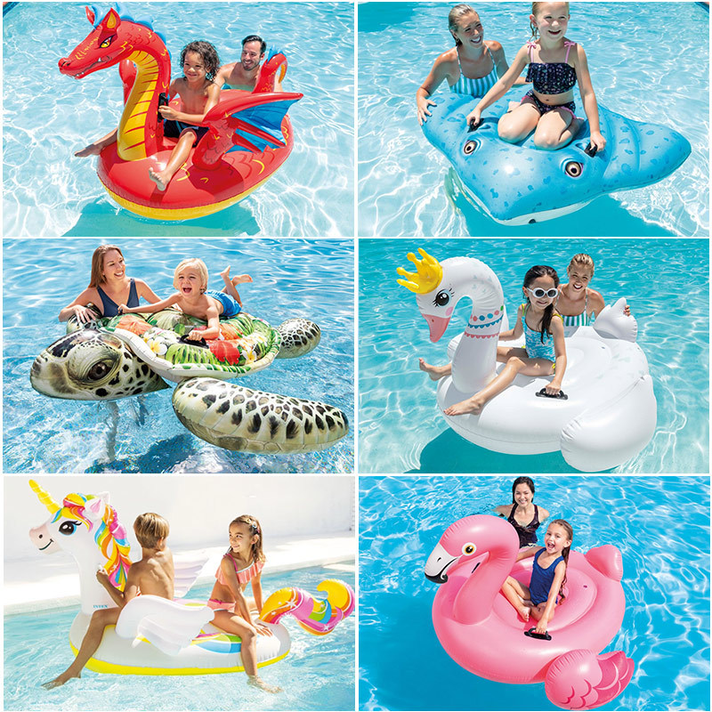 INTEX animal Mount children water inflatable toy Mount toy children pool animal floating row Flamingo