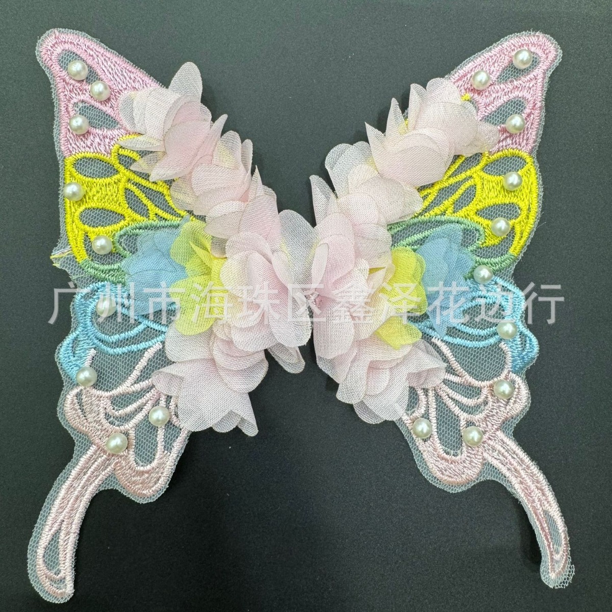Lace embroidery butterfly butterfly chiffon three-dimensional back flower applique lace DIY butterfly cloth applique collar flower accessories