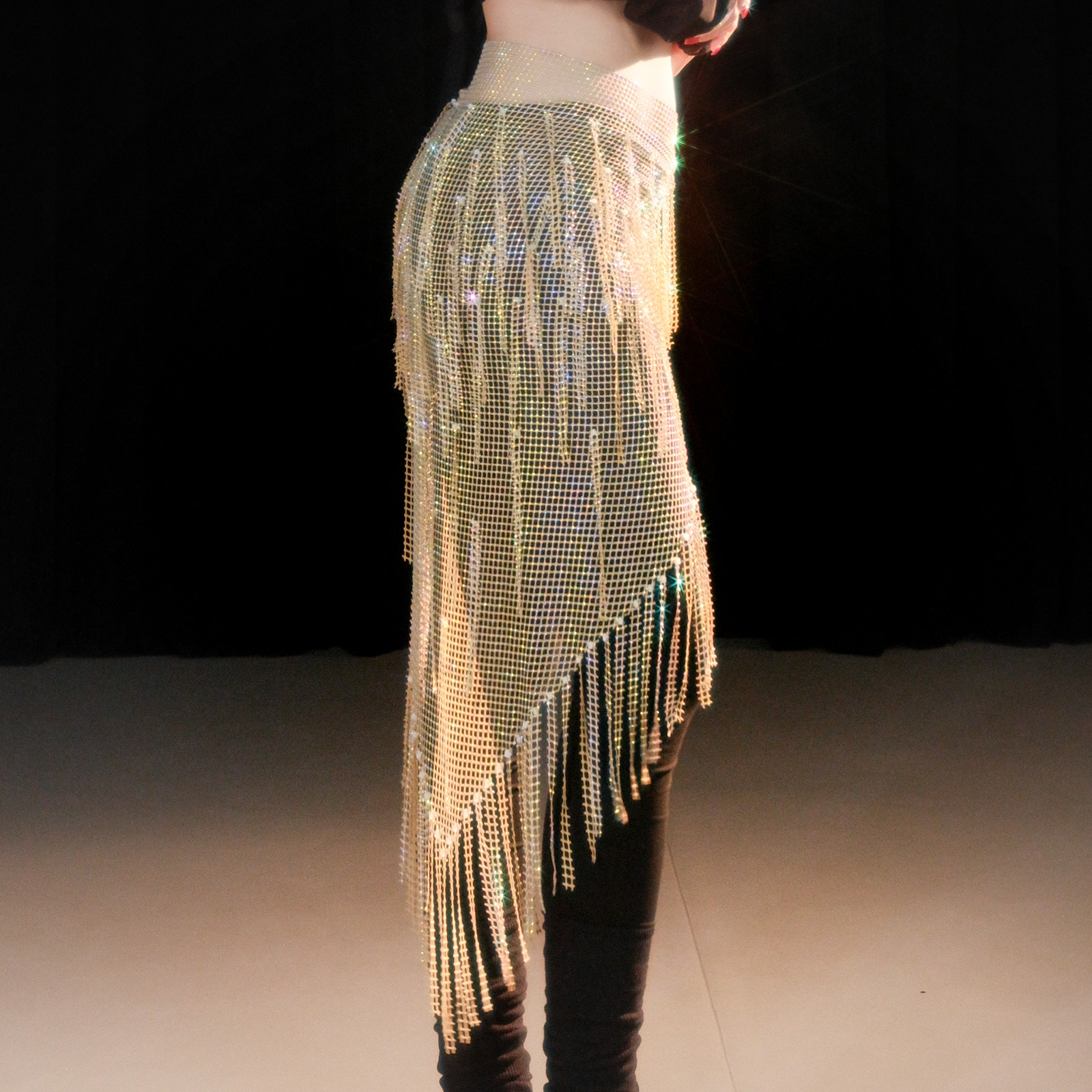 Picture of Dancer Handmade Flash Diamond Hip Towel Belly Dance Tassel Waist Chain Multi-layer Hot Diamond Dance Accessories Fart Curtain Y1028