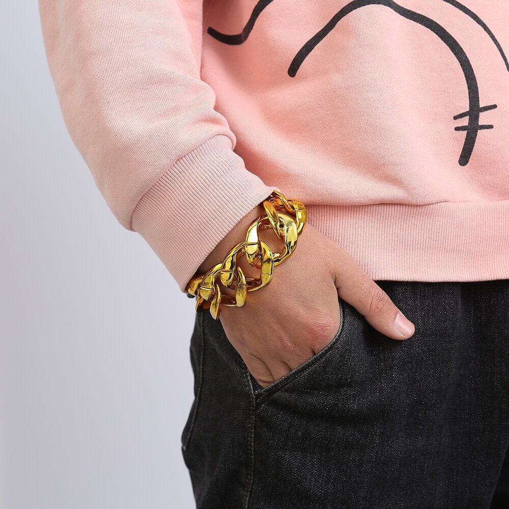 Picture of Hip Hop Simulation Big Gold Chain Men's Gold Plastic Necklace Performance Props Social Super Thick Exaggerated Gold Necklace