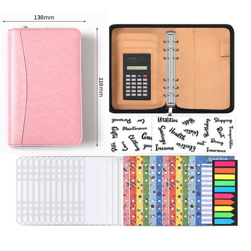 Picture of Solid Color Business Loose-leaf Hand Ledger Wholesale Zipper Bag with Calculator Multifunctional Notebook Notepad Print LOGO