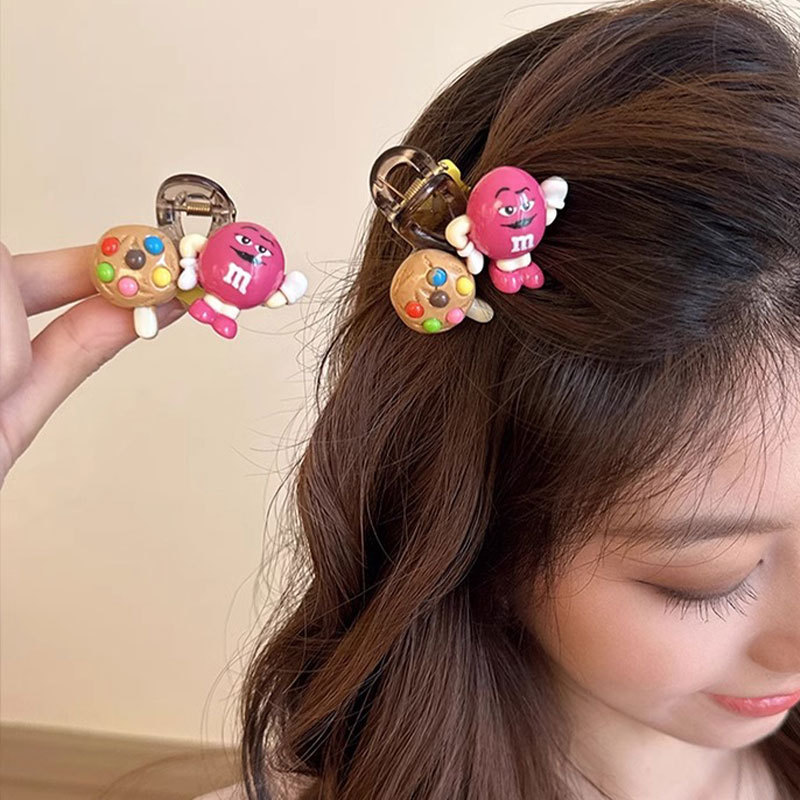 Color M Bean Grab Clip Small Grab Clip Half Tie Hair Back Head Shark Clip Hair Volume Less Advanced Sense Hairpin Bangs Side Clip