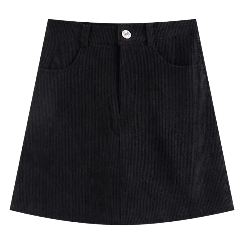 Corduroy A- shaped skirt women's autumn and winter 2022 new plus size chubby girl high waist slim hip short skirt ins fashion