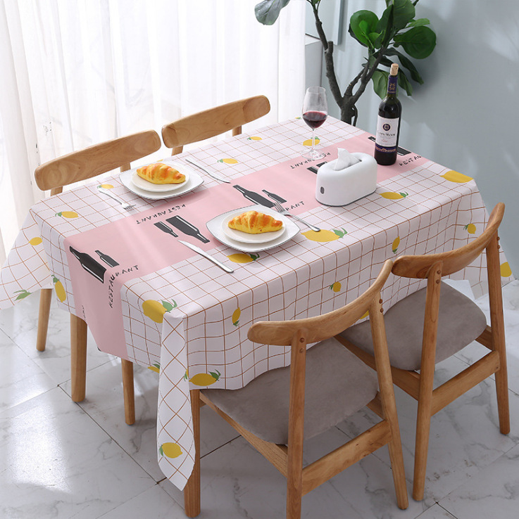 Picture of Home Nordic Tablecloth Modern Simple Style Tablecloth Fruit Anti-scalding Waterproof Oil-proof Disposable PVC Plaid Tablecloth