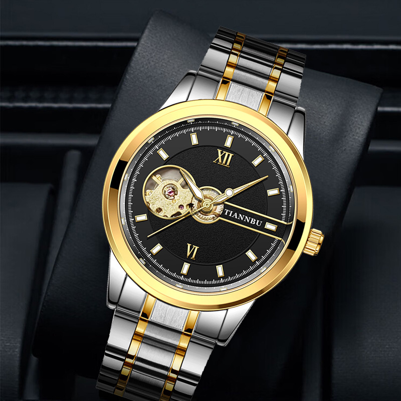 Picture of Tianbo tourbillon watch men's waterproof mechanical watch automatic steel band hollow tide luminous brand business watch