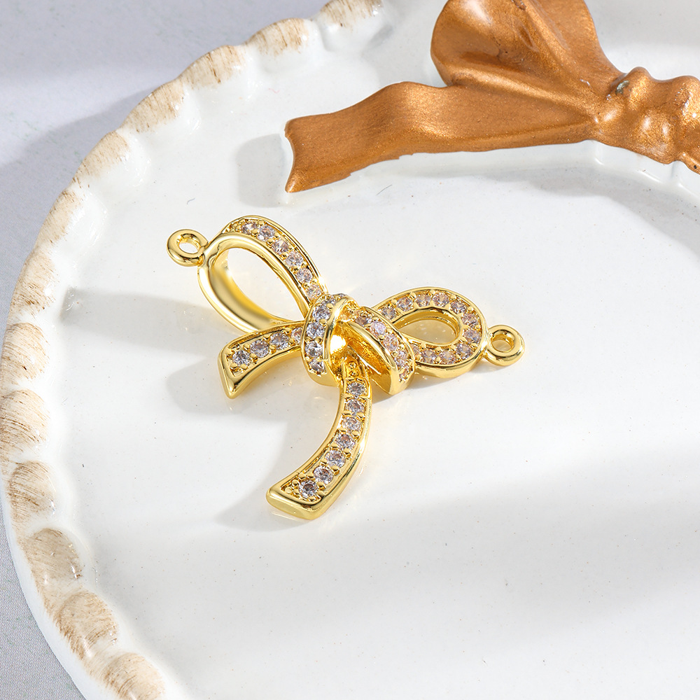 Picture of Cross-border Hot Fashion Zircon Bow Double Hole Connector Bracelet Necklace DIY Jewelry Handmade Accessories