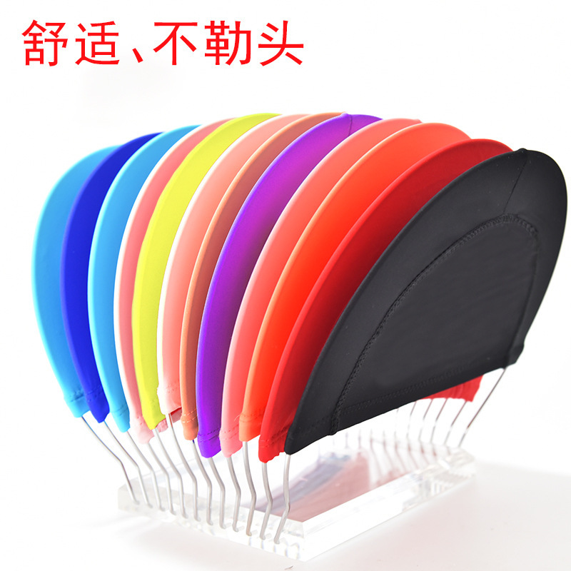 Swimming cap spot low price processing polyester adult solid color swimming cap large price excellent men and women outdoor swimming equipment spot