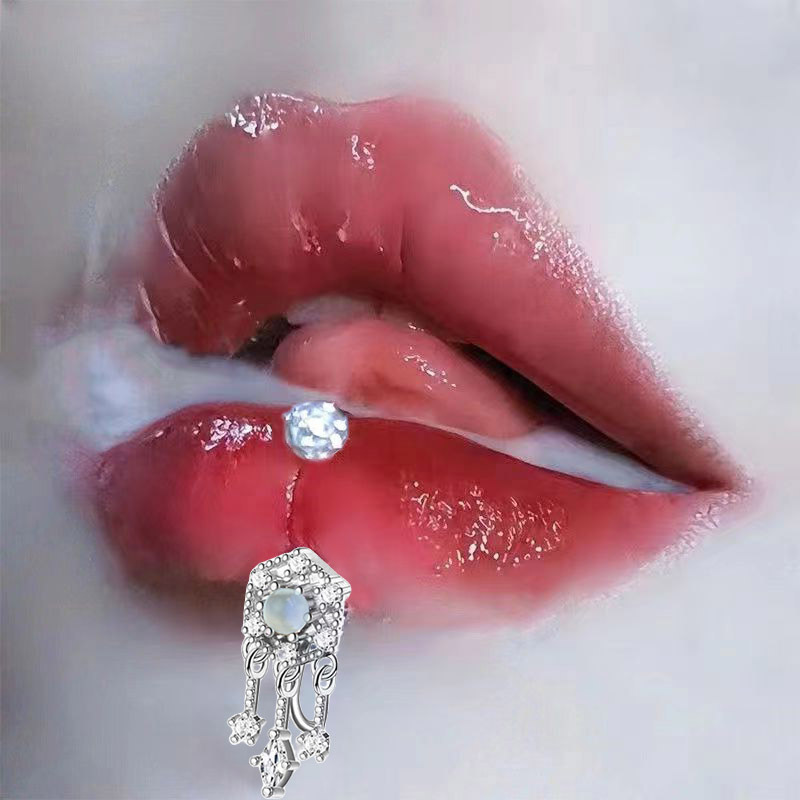 Picture of Cross-Border Flashing Love Mud Ball Lip Ring Wholesale Oil Dripping Fine Glitter Niche Sweet Hot Girl Lip Nail Piercing Jewelry