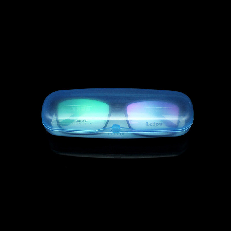 Picture of New Translucent Plastic Glasses Case Blue Transparent Reading Glasses Case Lightweight Pvc Hard Plastic Box Snap-On Storage