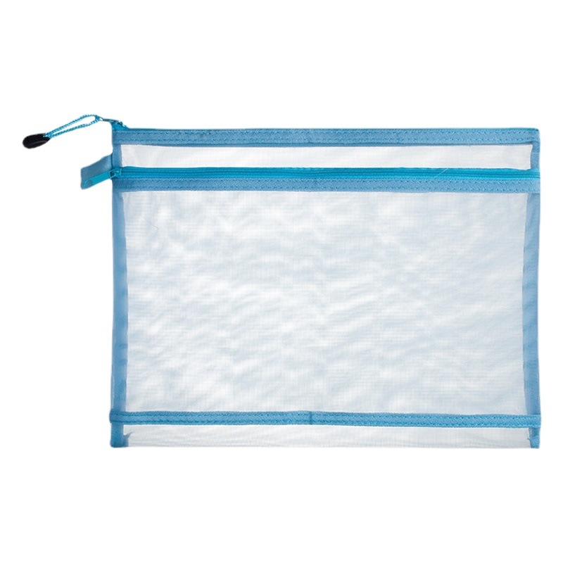 A4 Transparent Double-layer Mesh File Bag Large Capacity Information Bag Student Test Paper Pencil Bag Cosmetic Toy Storage Bag