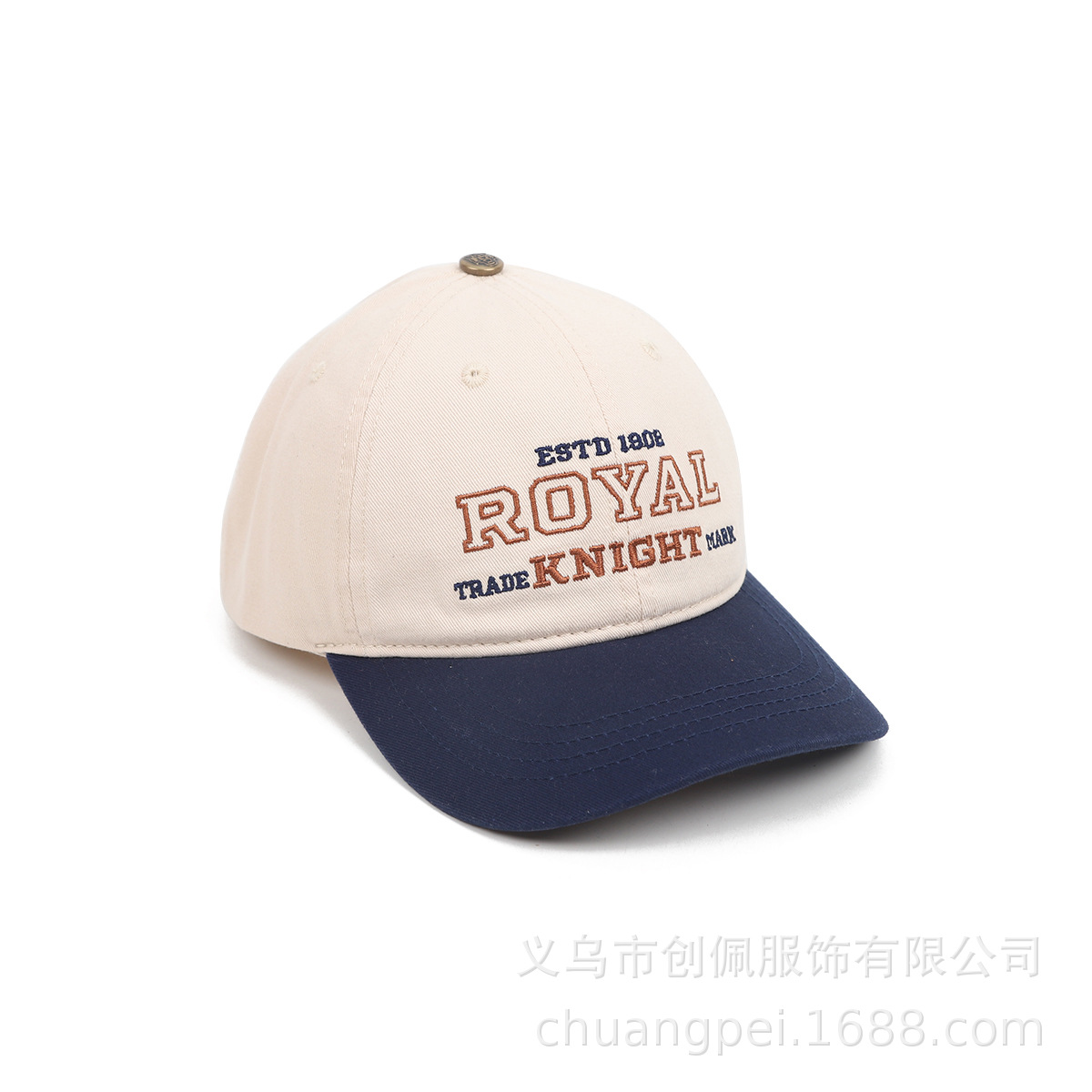 Picture of Chuangpeiyoupin Big Children Spring New Parent-Child Baseball Cap American Trendy ROYAL Color Splicing Washed Cotton Sun Hat