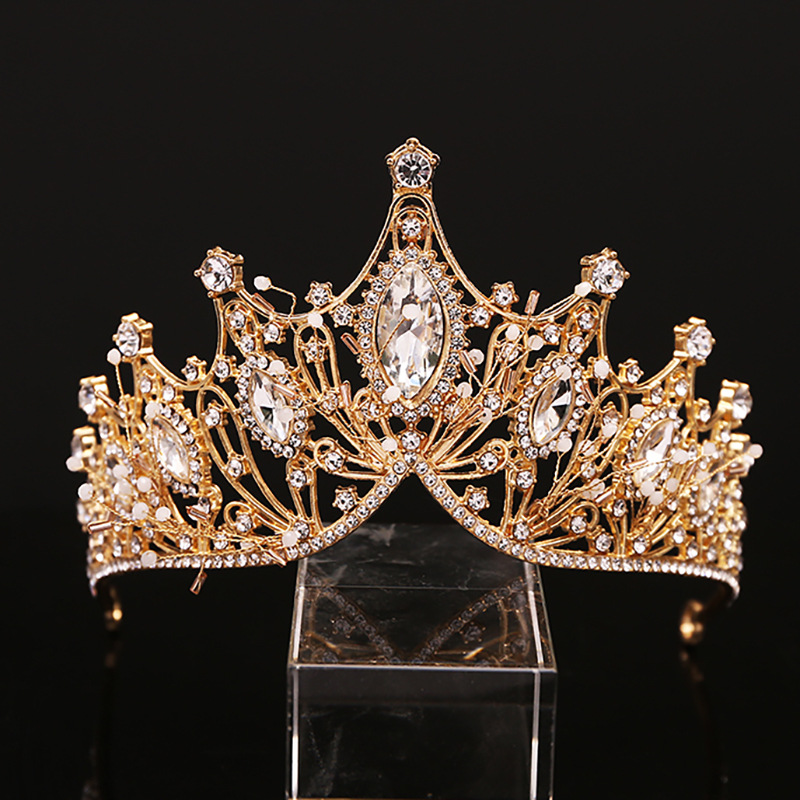 Picture of Cross-Border Bridal Crown Handmade Jewelry Rhinestone Tiara European and American Crown Children's Hair Accessories Adult Birthday Baking Dress