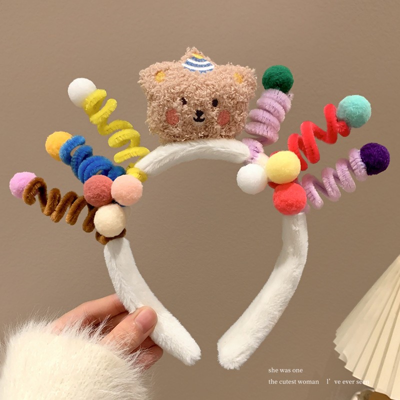 Picture of Special Headband for Face Washing for Women 2025 New Autumn and Winter Cute Bear Headband Hairband Hairpin Hair Accessory Plush Headwear