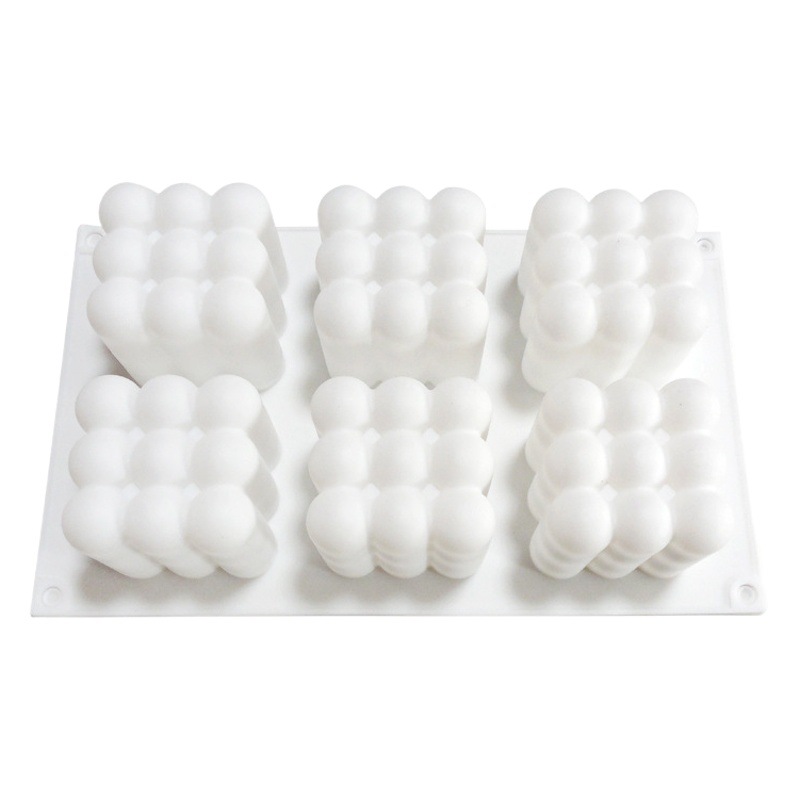 6-Piece Rubik's Cube French Mousse Mold Three-Dimensional Magic Ball Silicone Cake Mold DIY Creative Baking Candle Mold