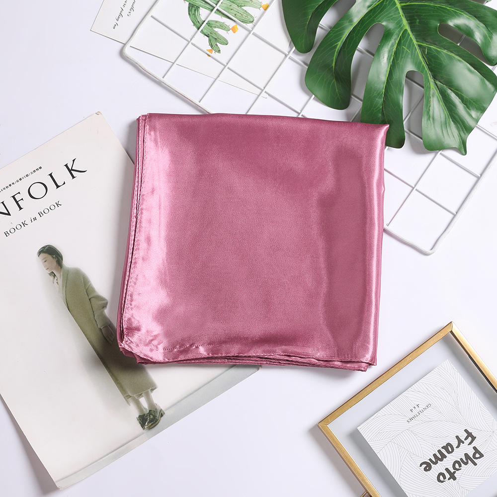 Picture of Solid Color Silk Scarf 90cm Satin Satin Large Square Scarf Women's Candy Color Printed Silk Scarf Scarf Wedding Accompanying Ceremony