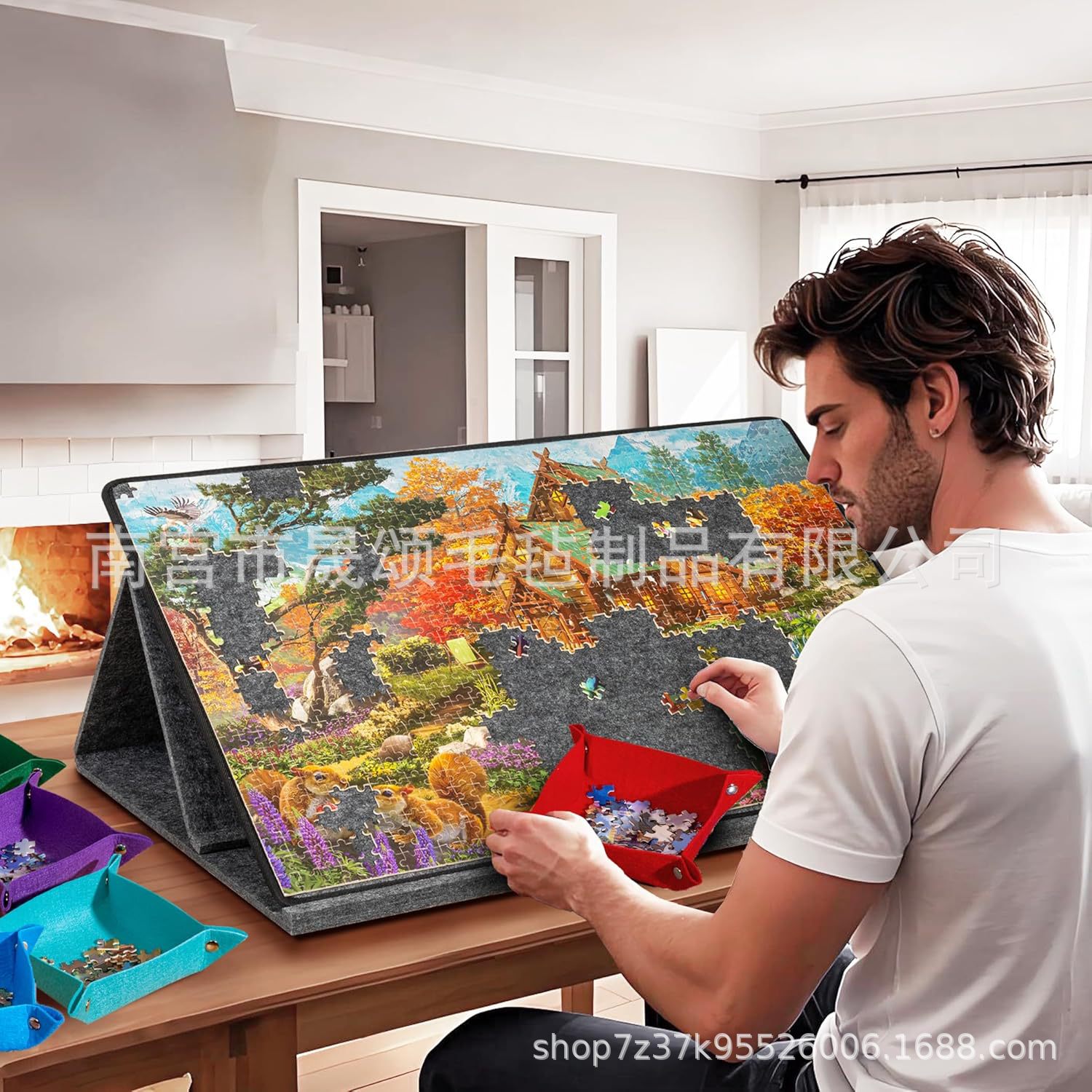 Cross-Border Folding Puzzle Board with Stand, Adjustable Puzzle Mat, Puzzle Felt, Children's Puzzle Sorting Felt