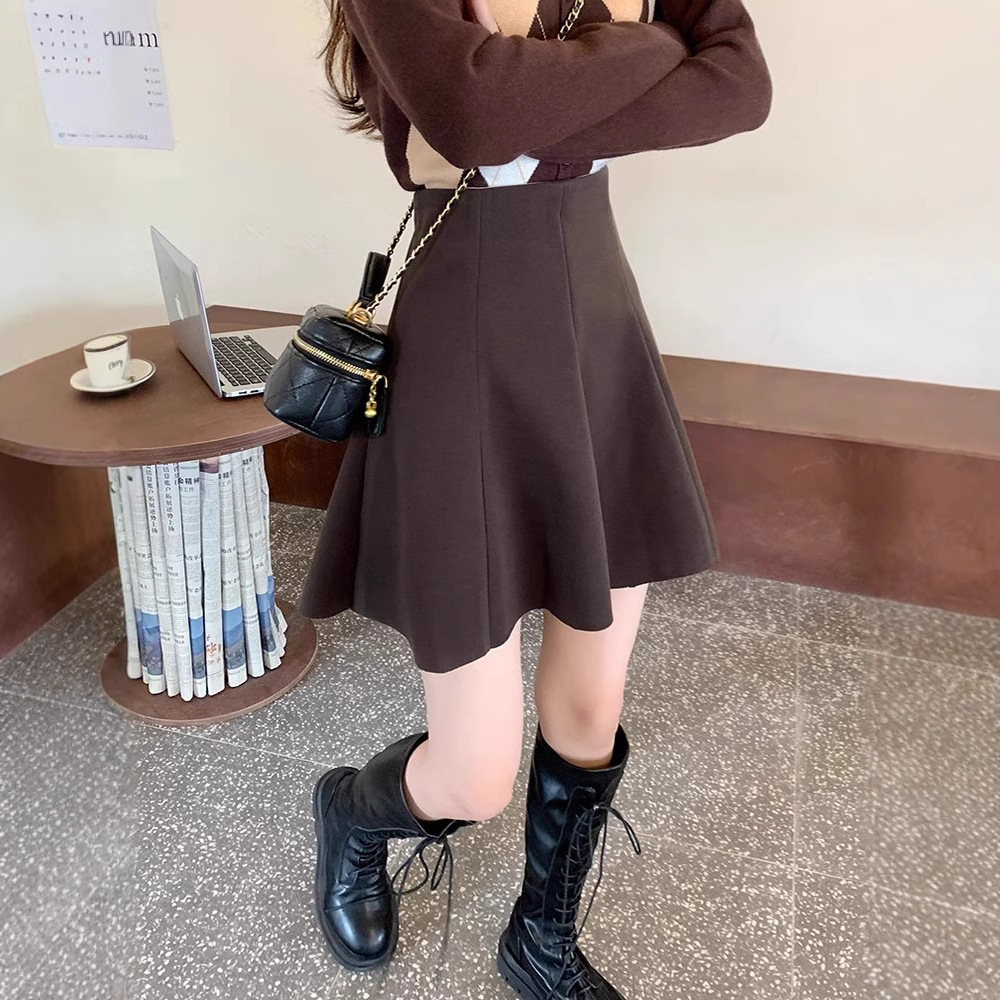plus size Chubby M Woolen Skirt Women's Pants Skirt Hip Covering A- Line Skirt Slimming Hip Skirt Skirt Short Autumn and Winter
