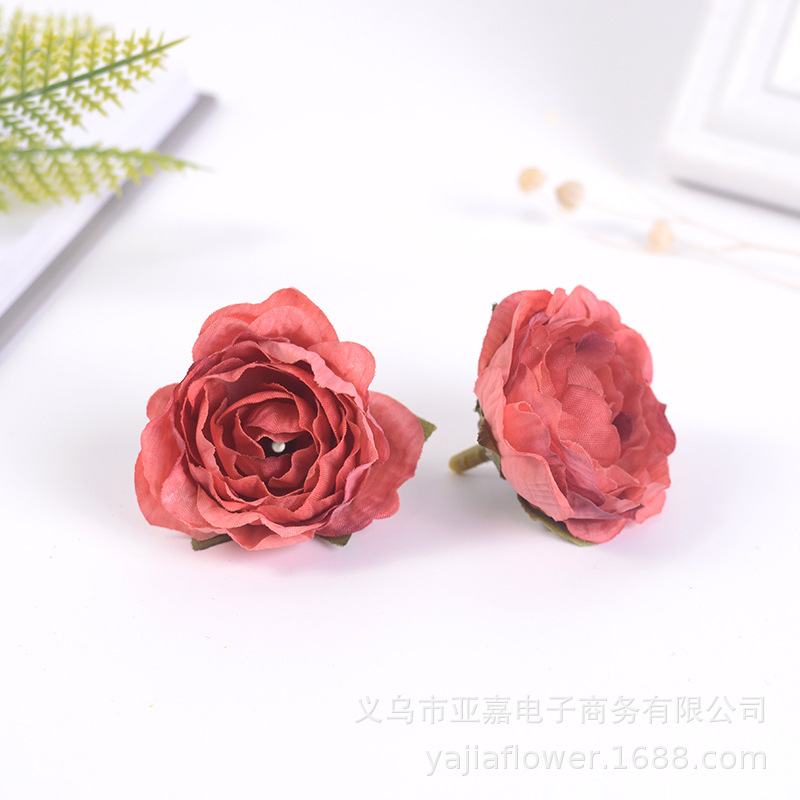 Picture of Artificial Flower Head diy Handmade Accessories Headgear Flower Court Color Flower Morandi Color Tea Rose Fragrant Princess Peony