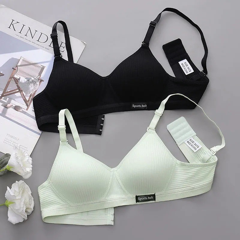 Girl's pure cotton Korean version of wire-free AB cup bra summer small breasts thin collection anti-sagging underwear
