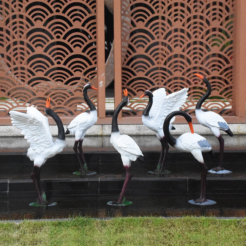 Courtyard Pool Lawn Garden Forest Landscape Fiberglass Sculpture Outdoor Artificial Animal Egret Top Crane Ornaments