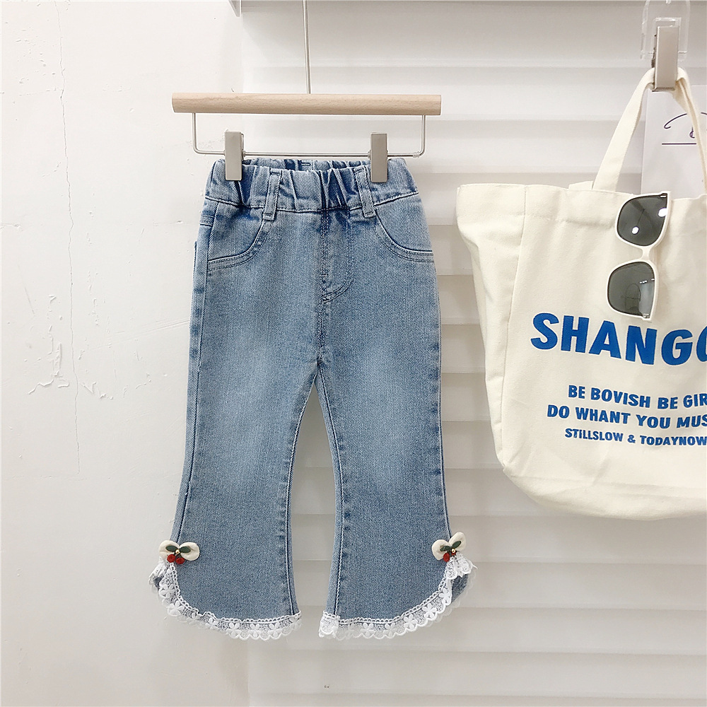 Picture of Girls' Pants Korean Jeans Women's Micro Denim Pants Fashion Split Stretch Girls' Spring and Autumn Jeans