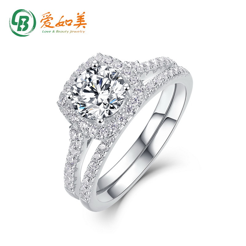 Europe and the United States cross-border for D-color bright Moissanite ring S925 silver set Mosan engagement ring holiday gift wholesale
