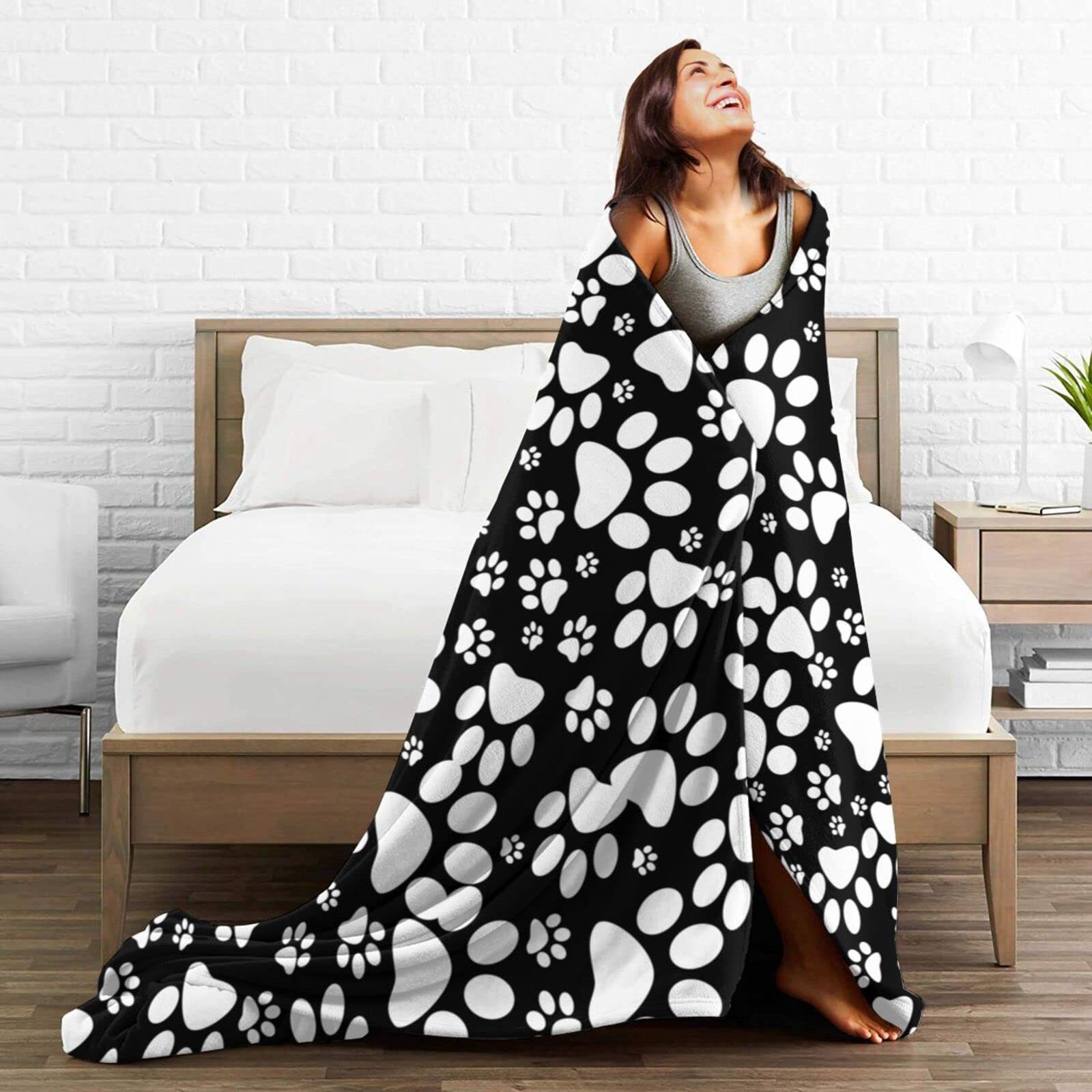 Picture of dog claw print cover blanket plush comfortable soft flannel blanket for bed sofa chair decoration amazon