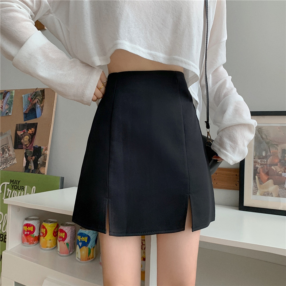 Women's Autumn and Summer Skirt All-match New Arrival Caution Machine Irregular Split Hip Skirt A- shape Slim-proof Slim-proof Trousers Skirt