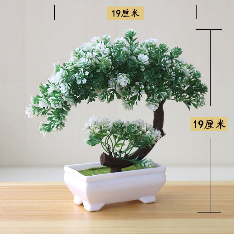 Picture of Sakura Snowball Simulated Plant Potted Grass Ball Bonsai Small Tree Home Decoration Flower Ornament Creative Mini Small Round Ball