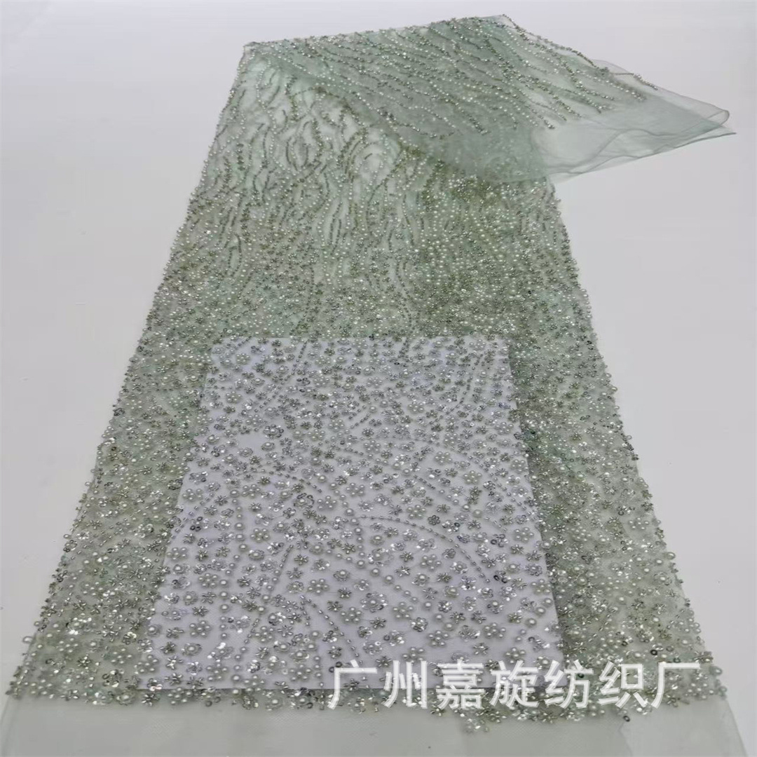 Embroidery Beaded Net Lace French Beaded Embroidery Small Plum Blossom Sequin Wedding Dress Fashion Fabric