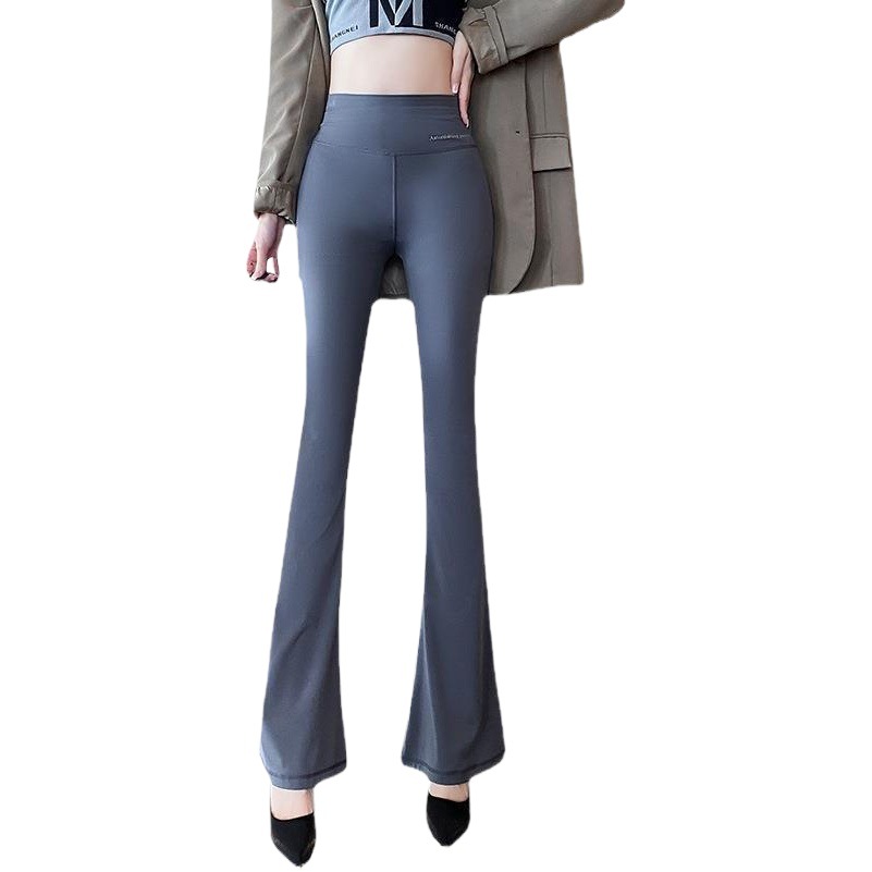 Real Shark Skin Thin Korean Style High Waist Slimming Peach Hip Fitness Pants Big Horn Yoga Pants Women's fleece-lined