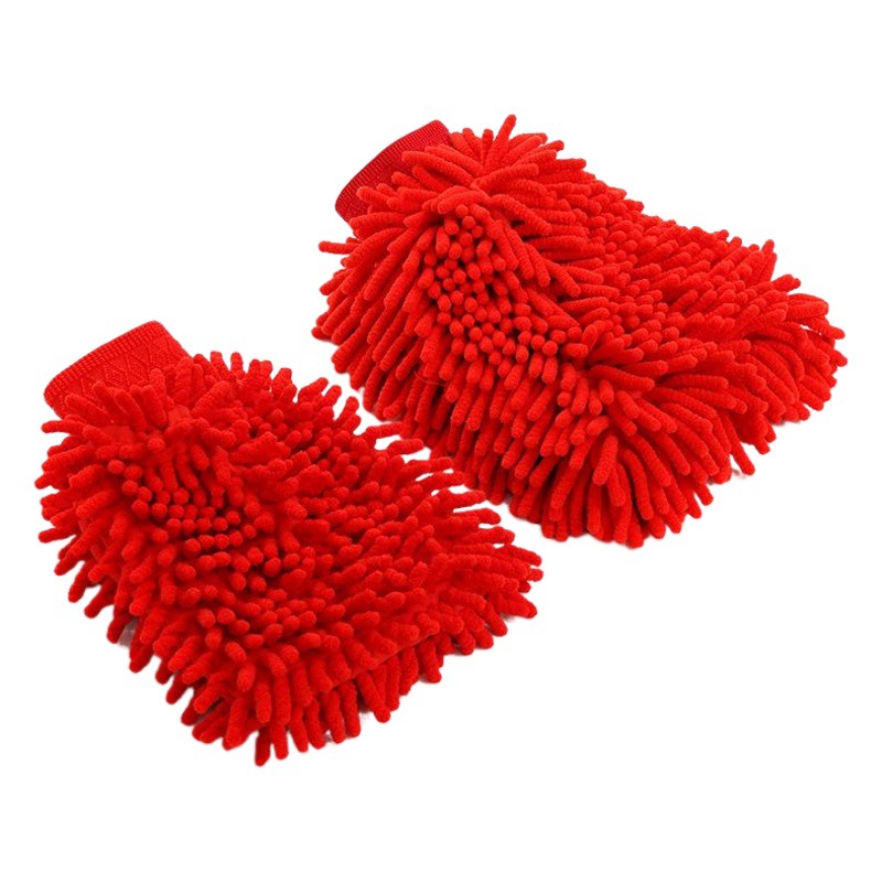 Chenille Coral Insect Waterproof Car Wash Gloves Double-Sided Car Wiping Thickened Plush Absorbent Cleaning Tool Manufacturer Wholesale