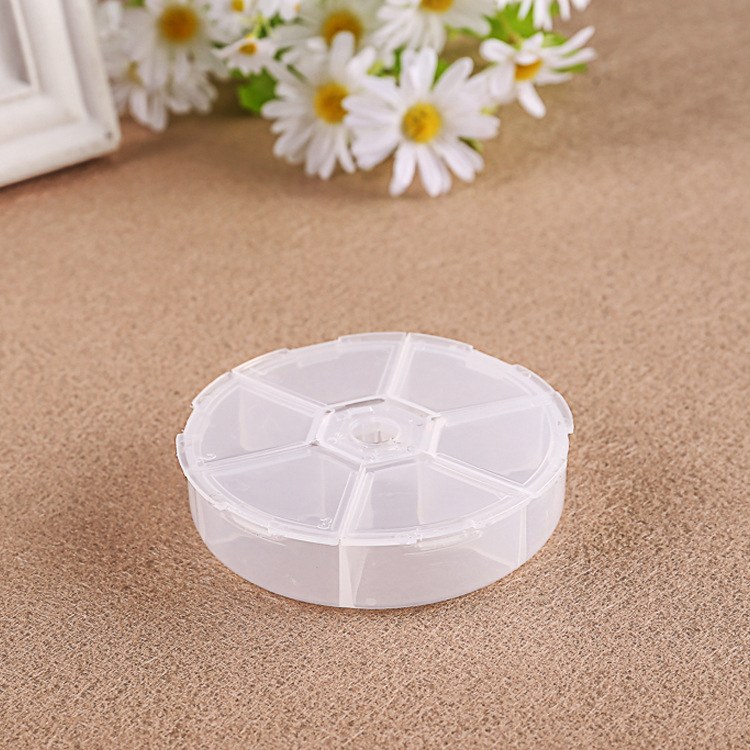 Picture of Disc 8 grid earrings jewelry PP storage box handmade beaded rice beads nail art bright with lid dustproof packaging box wholesale