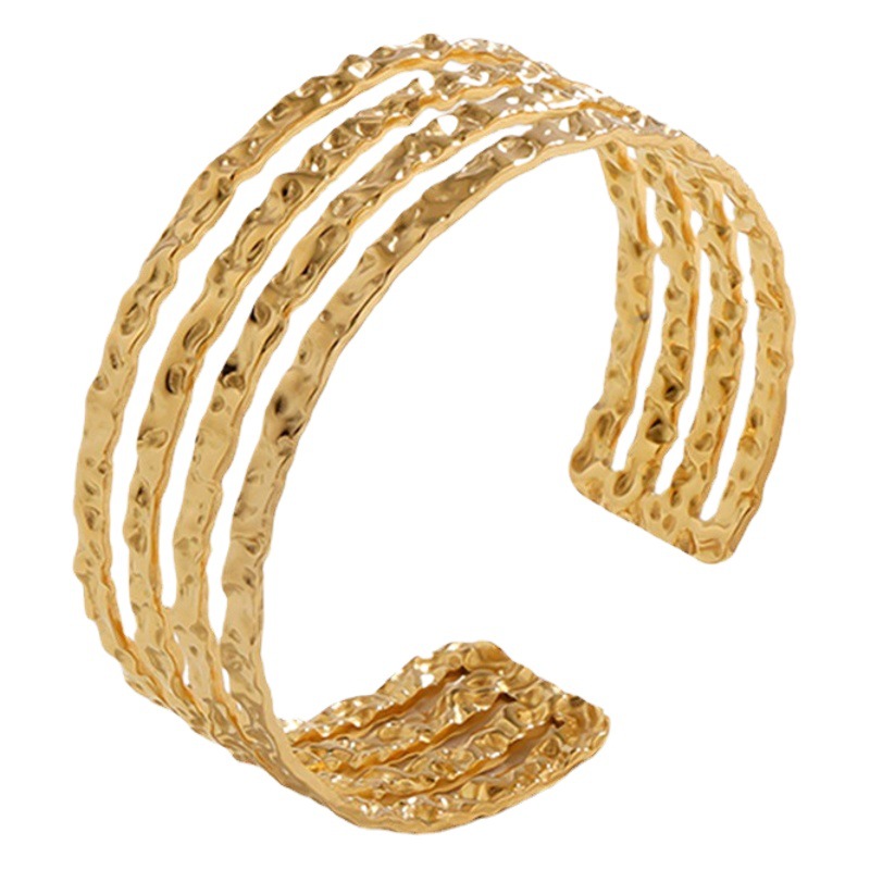Europe and the United States irregular pattern open titanium steel bracelet high-end sense personality all-match stainless steel bracelet non-fading bracelet
