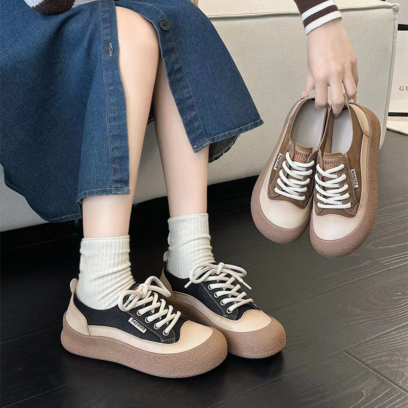 First Layer Cowhide Fashion MengMeng Head Slip-on Lazy Shoes Women's Autumn New 2024 Fashionable All-match Casual Sneakers