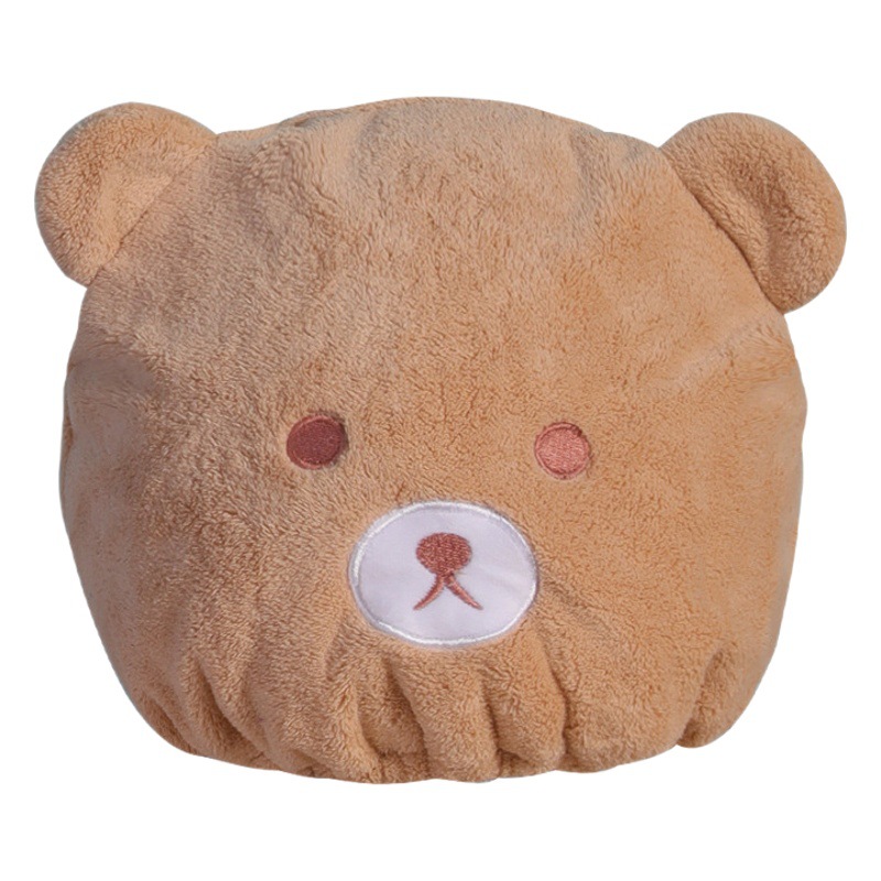 Coral Fleece Bear Hair Drying Hat Women's Water Absorbent Quick-drying Towel Cute Shower Cap Children's Hair Drying Hat Head Wipe Headscarf
