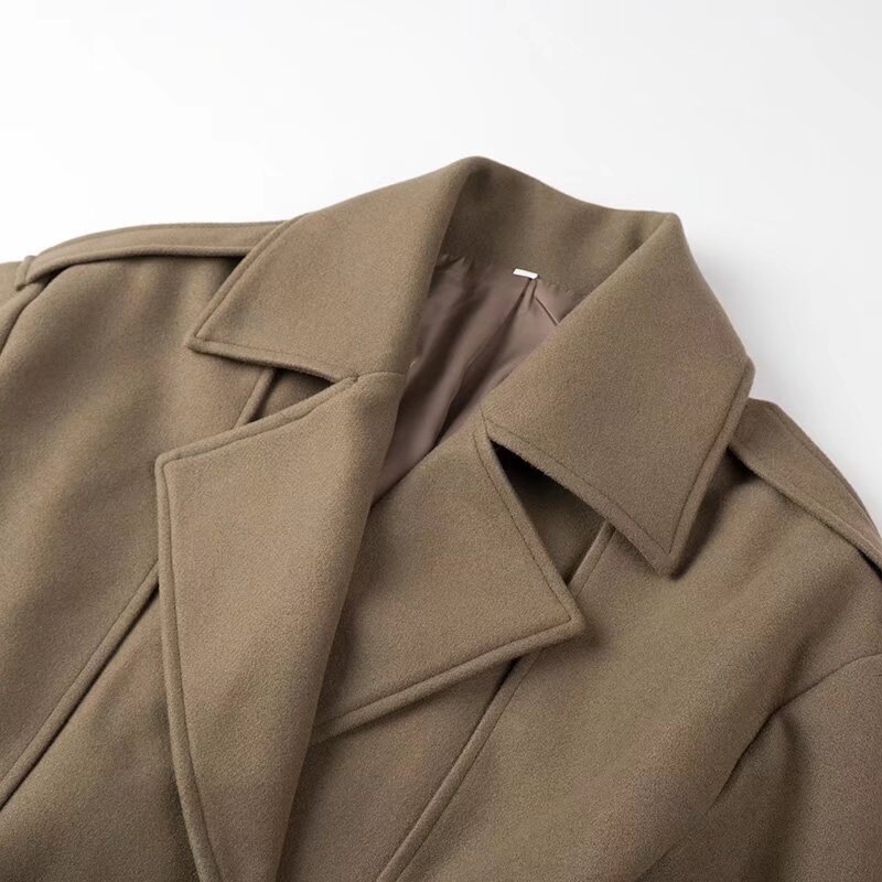 Picture of 2024 spring new European and American cross-border women's clothing temperament light mature short belt woolen coat 1759