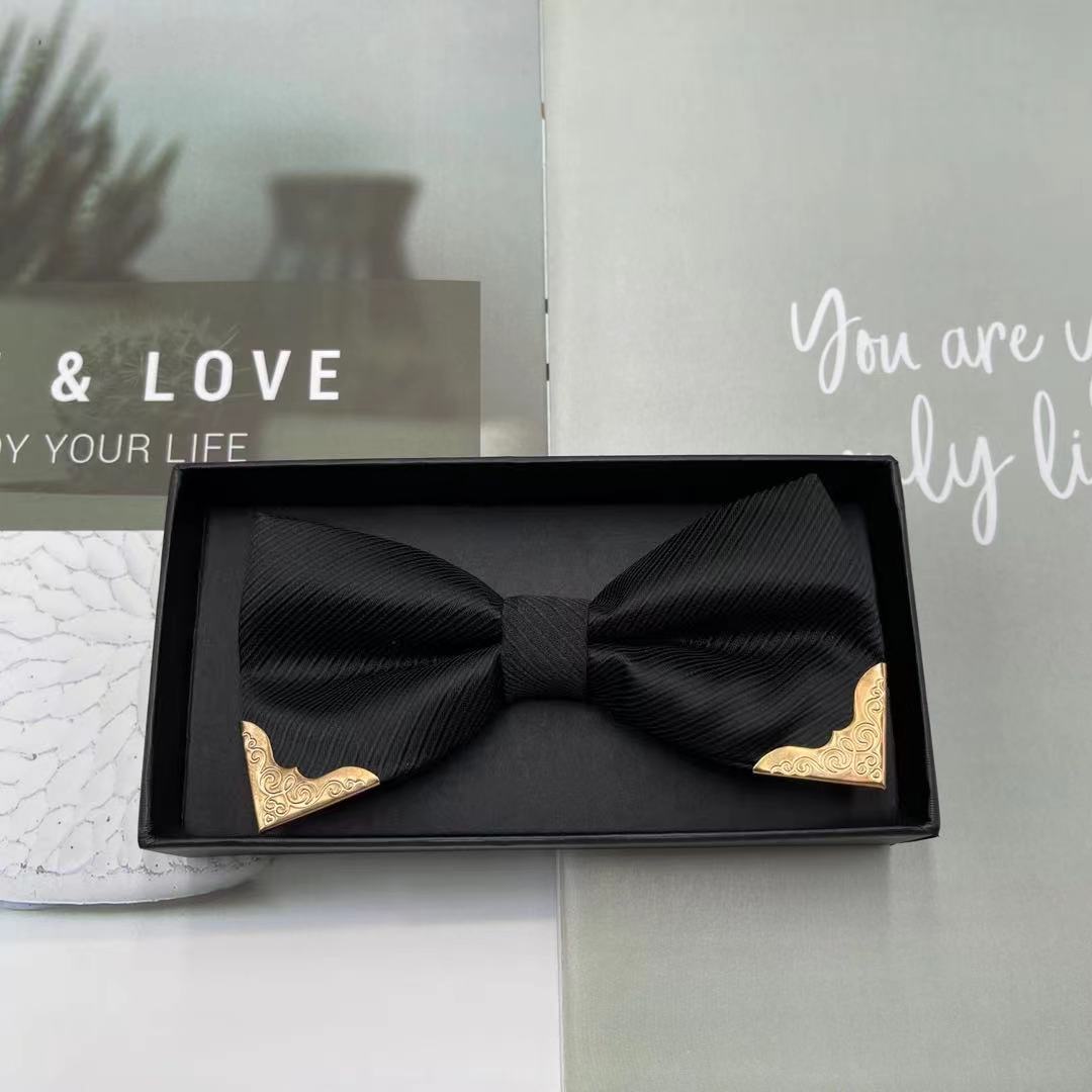 Picture of High-end wedding wedding bridegroom best man wine red British bow solid color men's bow tie formal suit trend