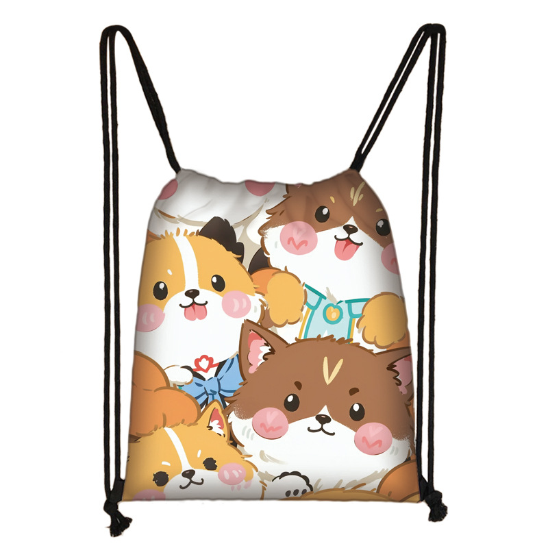 Cartoon Animal Drawstring Bag Panda Drawstring Student Tutoring Bag Polyester Cat Travel Storage Bag Cute Cartoon