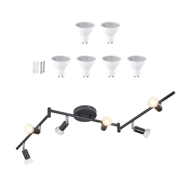 Picture of Cross-Border Scandinavian Six-Head Led Surface-Mounted Spotlights Gu10 Anti-Glare Multi-Head Lighting Spotlights with Adjustable Angle